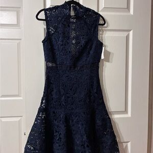 Bardot Navy Floral Lace Mini Dress